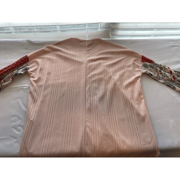 White Birch Button Down Patchwork Blouse Top Size Small Peach Pink Made In USA - Picture 2 of 10